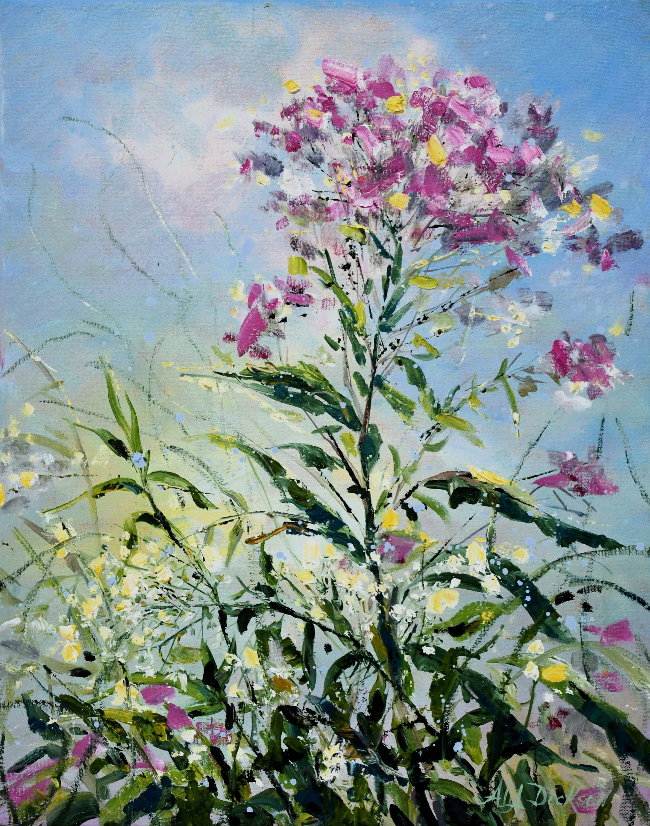 Colorful Wildflower Meadow Painting | Summer Floral Oil Canvas Art